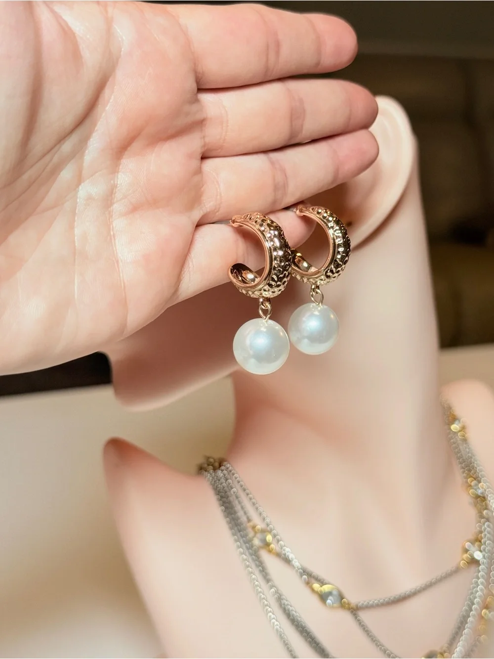Gold Pearl Drop Earrings - Elegant White Pearl Dangle